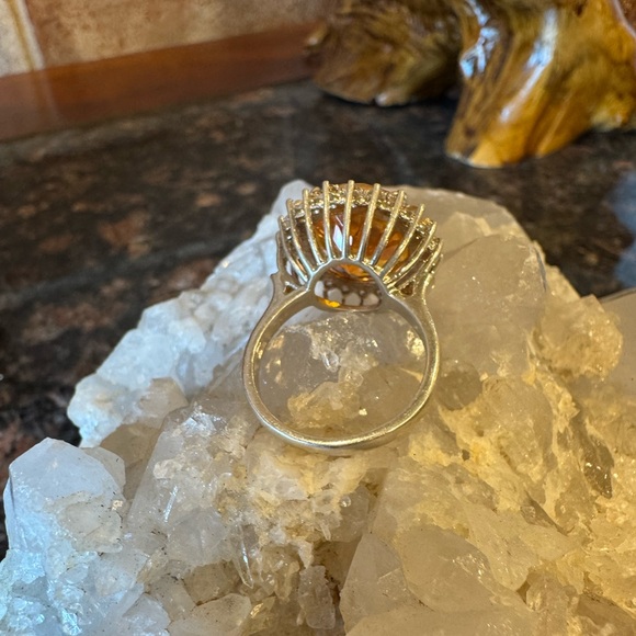 Stunning Sterling Silver Padparadscha Sapphire Ring Size 7.25 - Picture 9 of 16